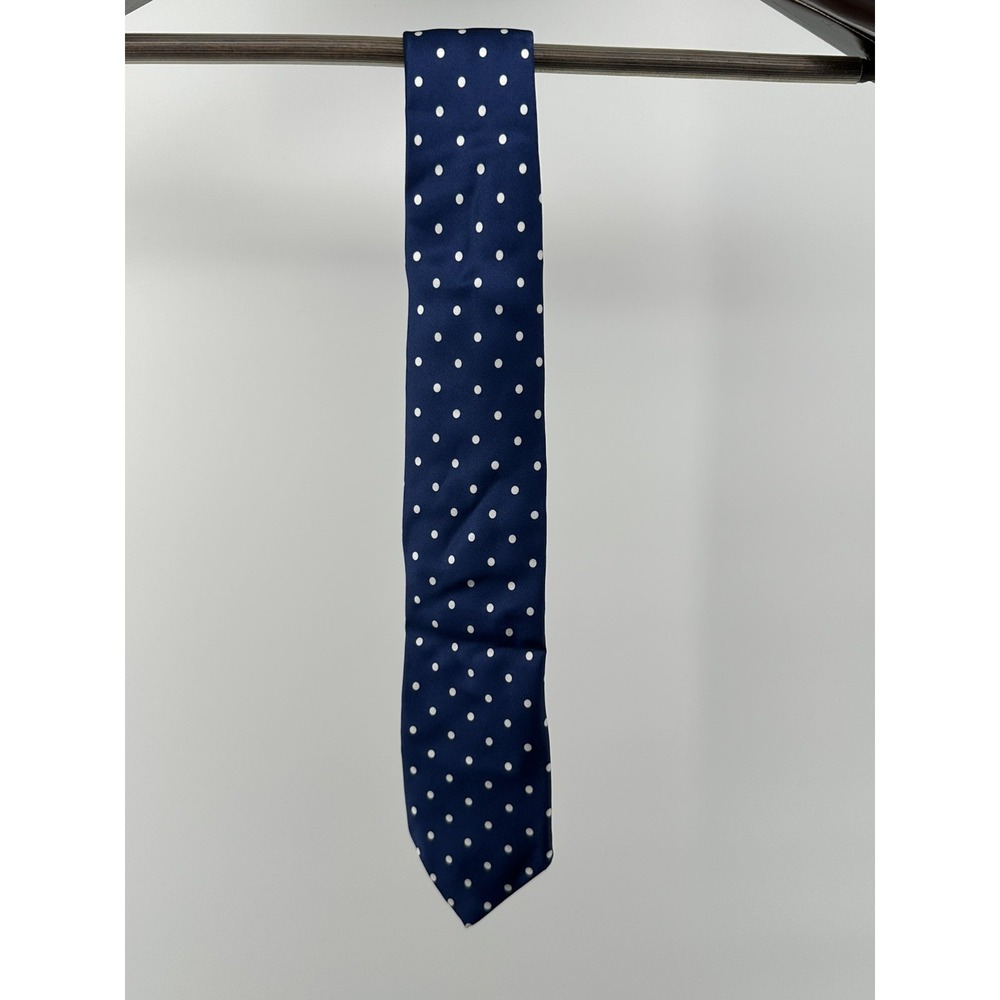 Barneys New York Men's Blue/White Polka Dot Silk Pointed Tie